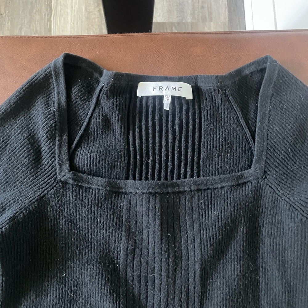 Frame Black Ribbed Sweater Top - Picture 4 of 5